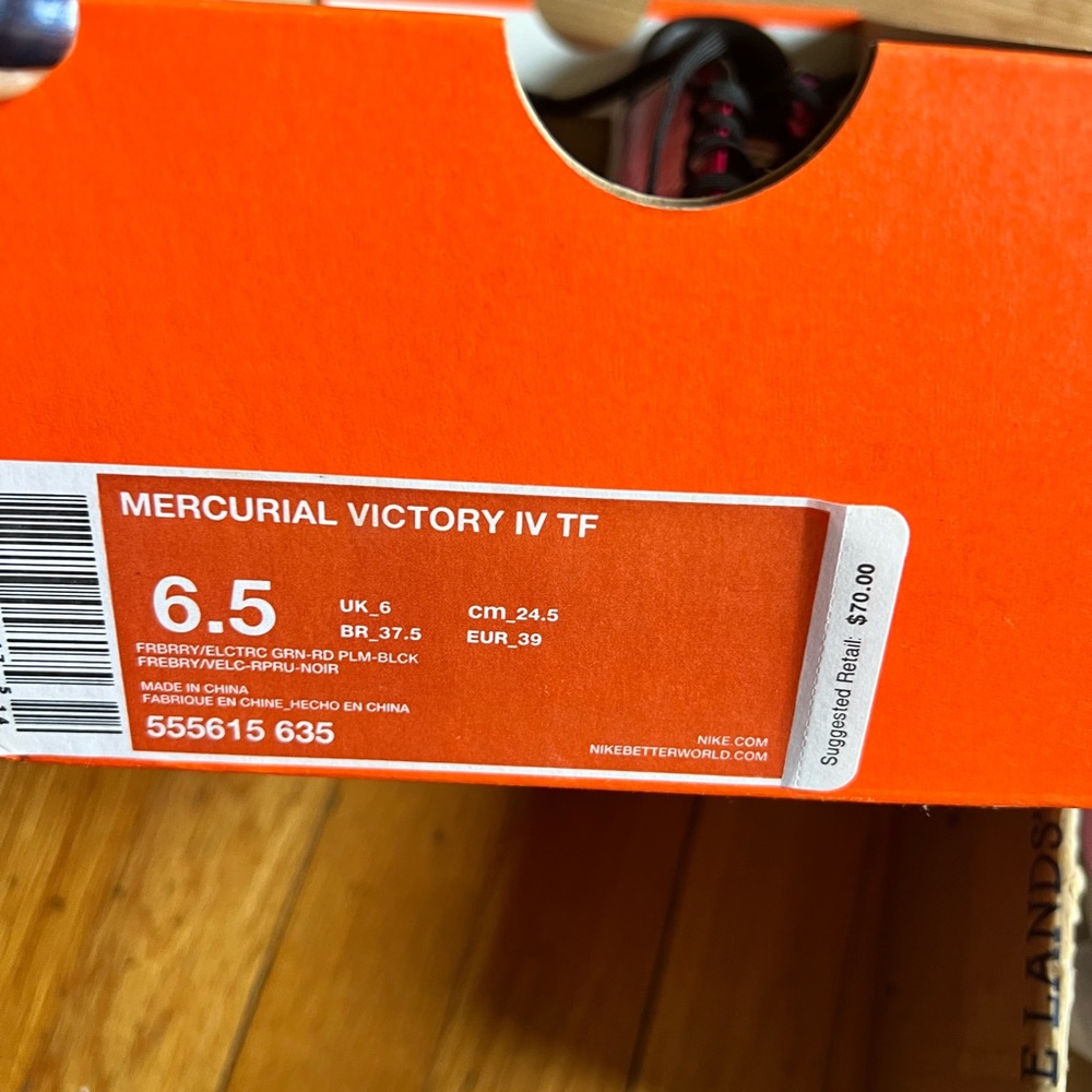Nike Jr Mercurial Victory IV TF Fireberry size 6.5